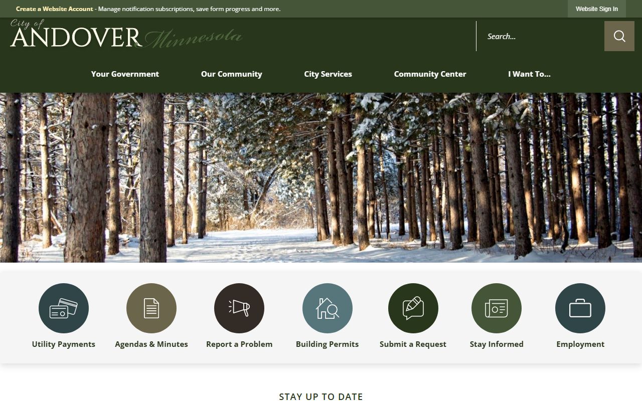 Andover City website showing police and city records information for people search