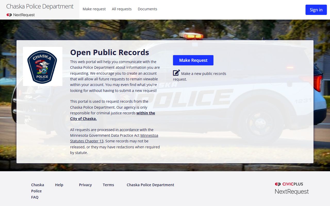 Chaska Police Department NextRequest Records Portal - Chaska People Search