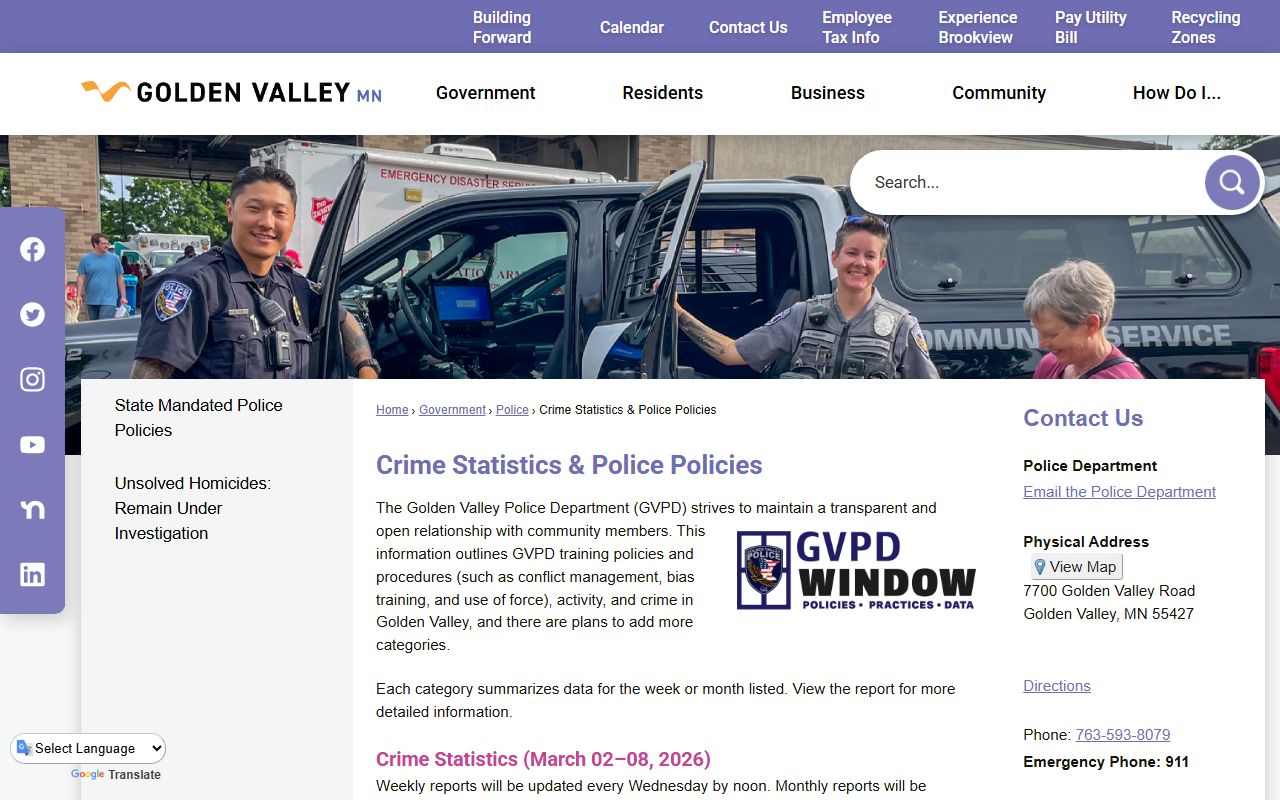Golden Valley Police Crime Statistics and Policies Page - Golden Valley People Search