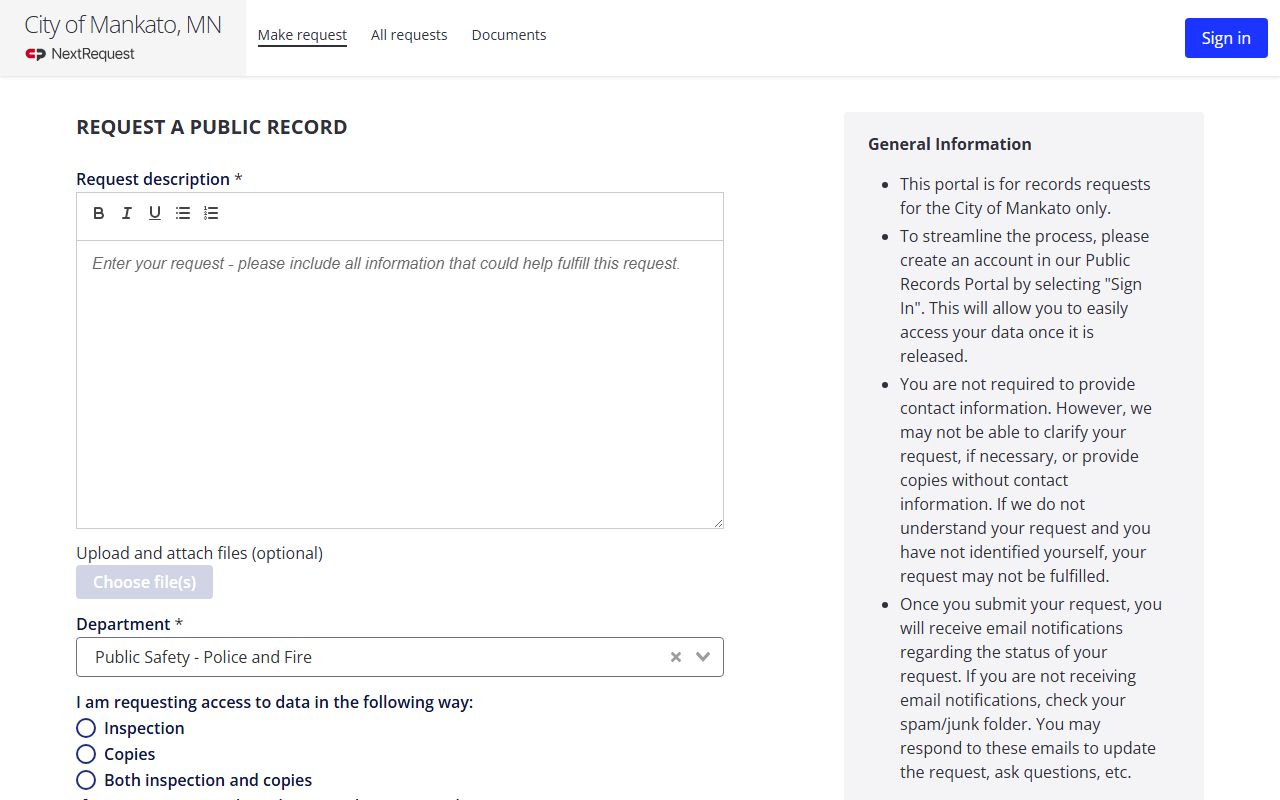 Mankato Public Safety NextRequest Portal - Mankato People Search
