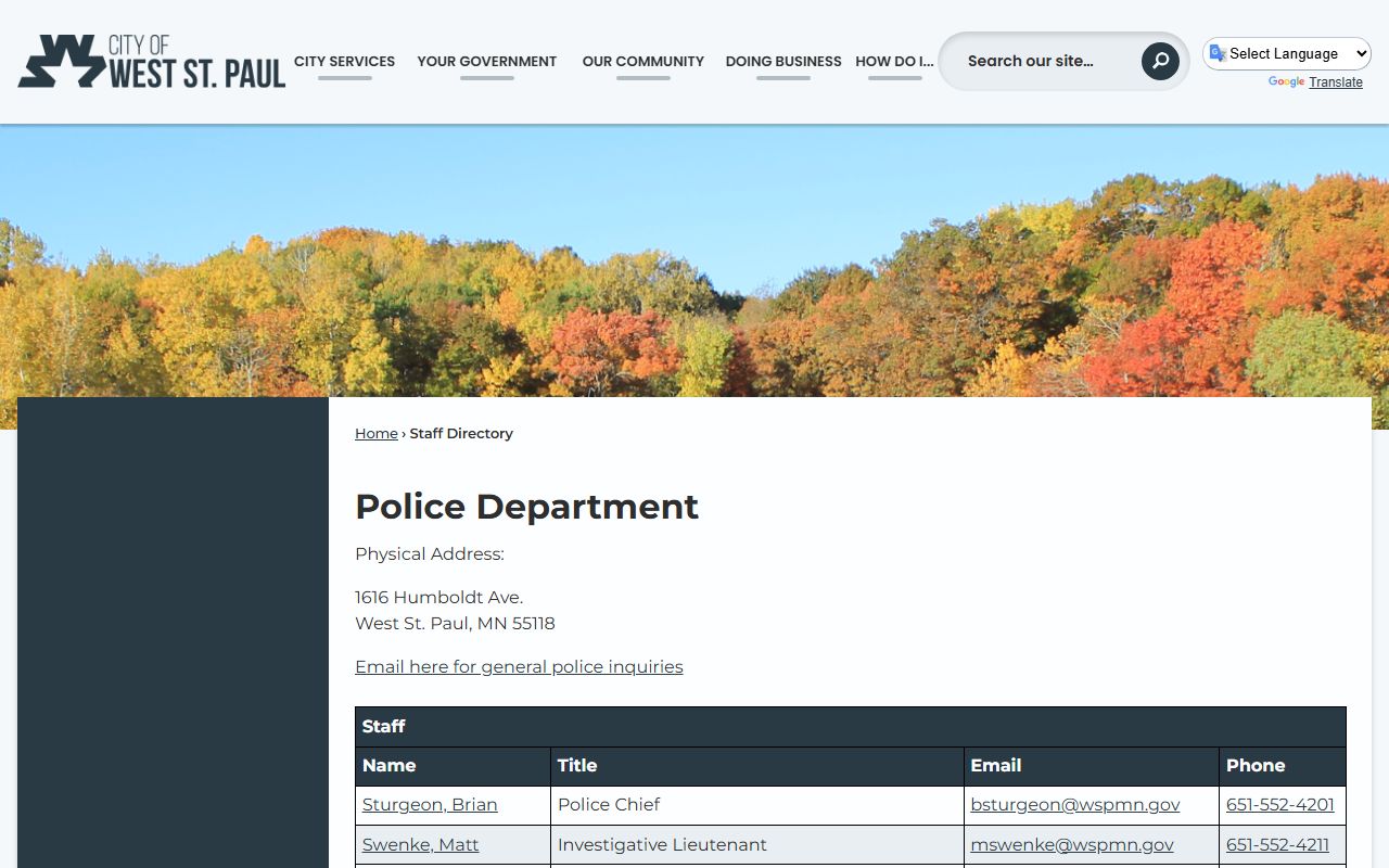 West St. Paul Police Department Directory - West St. Paul People Search