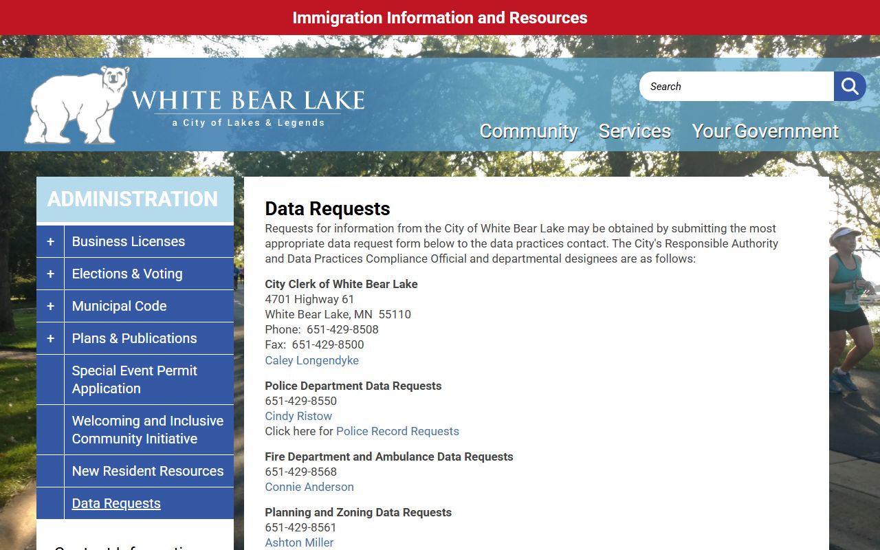 White Bear Lake City Data Requests Page - People Search Records