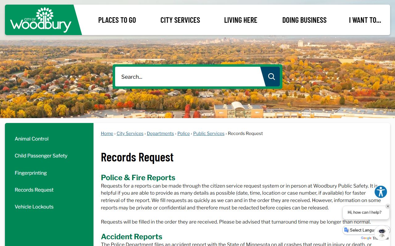 Woodbury Police Records Request Page - Woodbury People Search