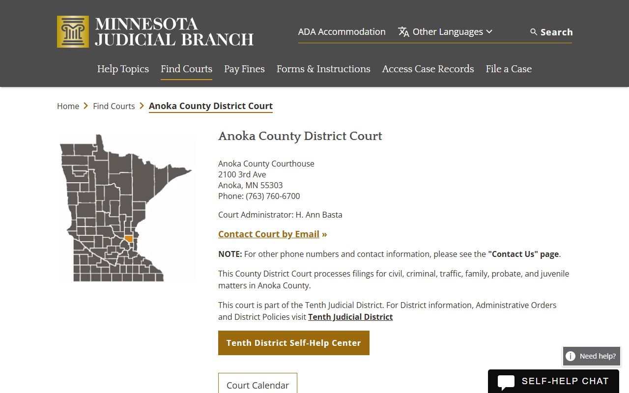 Anoka County People Search - District Court page on the Minnesota courts website