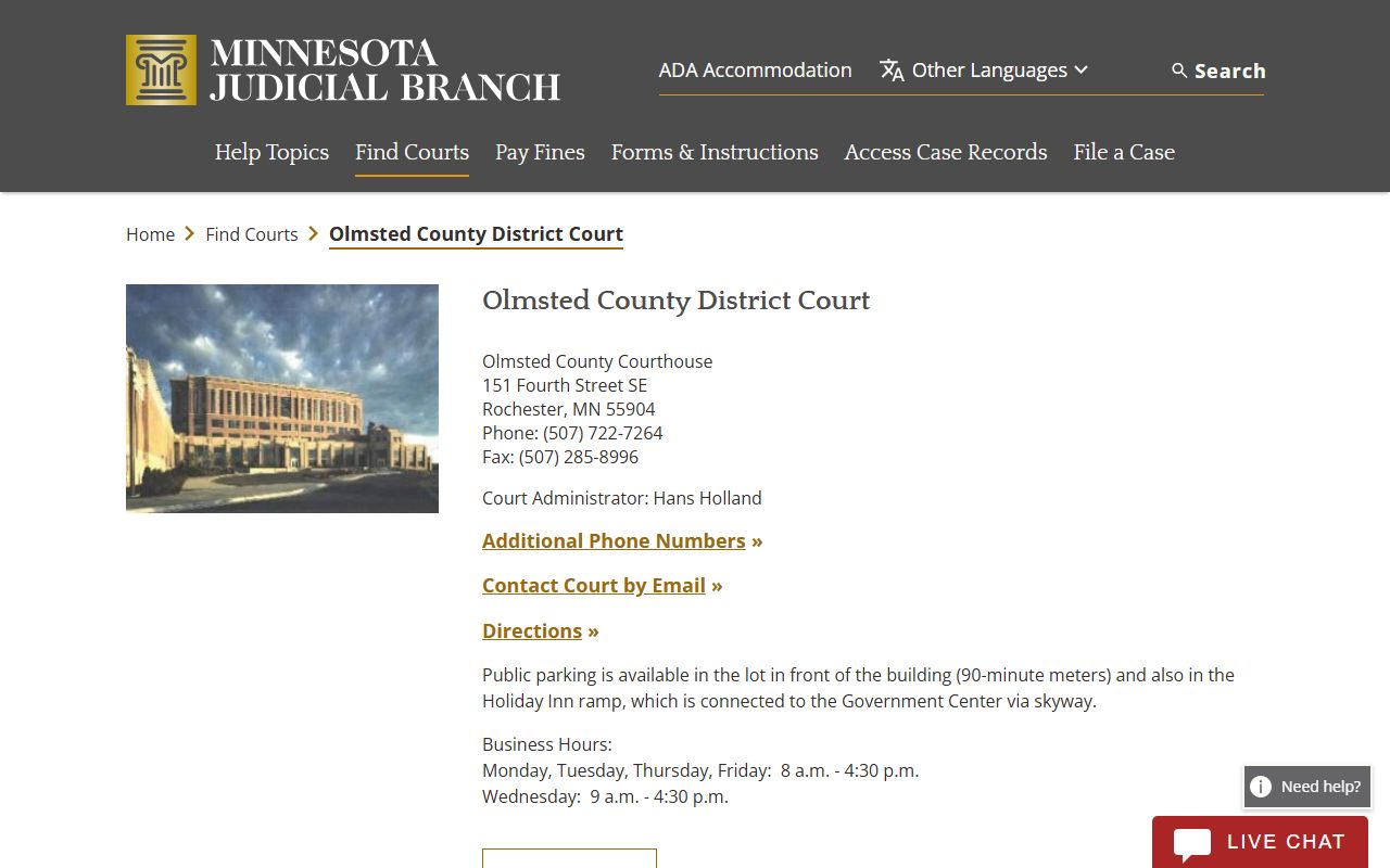 Olmsted County People Search - Olmsted County District Court Records