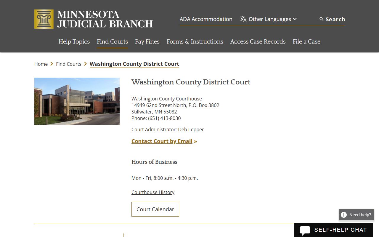 Washington County People Search - District Court records portal on the Minnesota Courts website