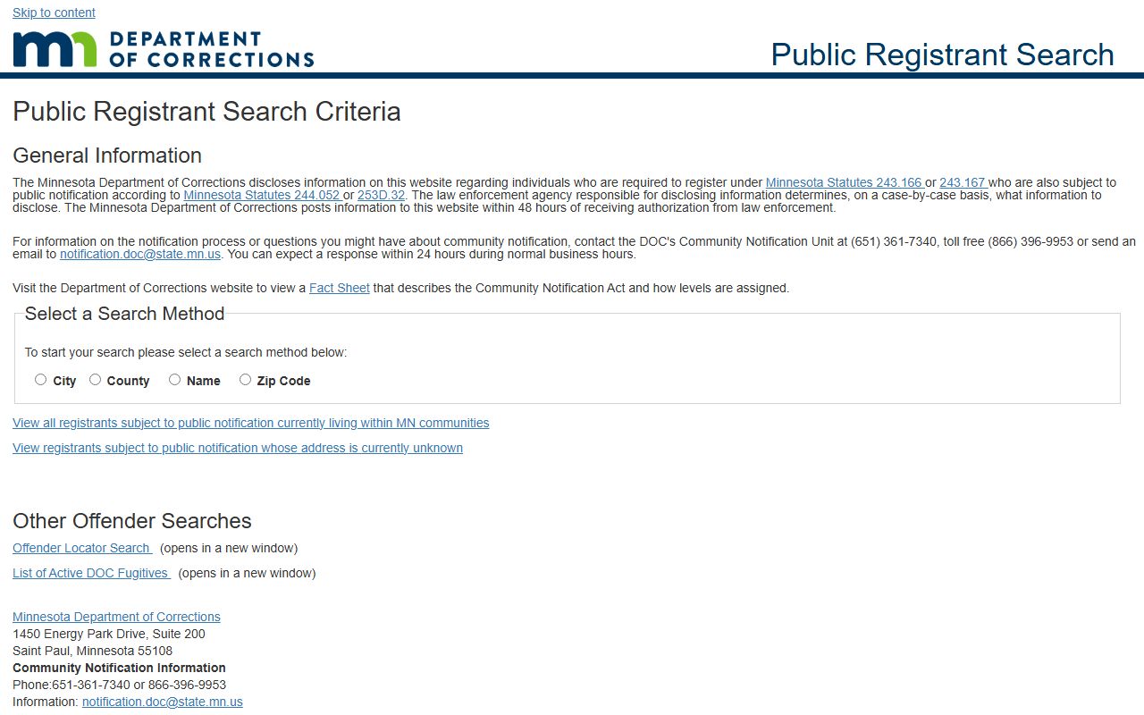 Minnesota People Search - Predatory Offender Registry